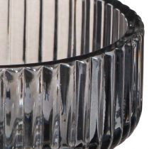 Artikel Värmeljushållare glas dekorativ räfflad gråtonad Ø9cm H7cm 4 st