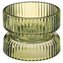 Artikel Värmeljushållare glas dekorativ räfflad grön Ø9cm H7cm 4 st