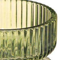 Artikel Värmeljushållare glas dekorativ räfflad grön Ø9cm H7cm 4 st
