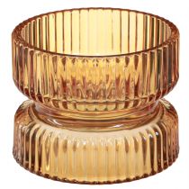 Artikel Värmeljushållare glasribbad dekorativ orange Ø9cm H7cm 4 st