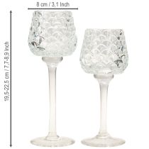 Artikel Värmeljushållare i glaskon med bas H19,5/22,5 cm, set om 2