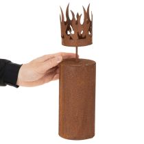 Artikel Värmeljushållare, ljusformad, rostdekoration, patinerad metall, H36cm