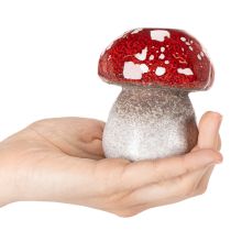 Artikel Dekorativ svamp, flugsvamp, värmeljushållare som bordsdekoration, 9 cm