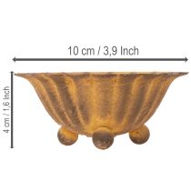 Artikel Vintage värmeljushållare, liten skål, rostfärgad metall, Ø10cm, H4,5cm