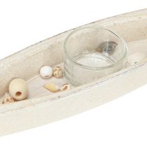 Artikel Värmeljushållare maritim värmeljusbåt trä assorterad 31×6,5cm 2st