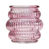 Artikel Värmeljushållare glasdekor lila rosa Ø7,5cm H7,5cm 2st