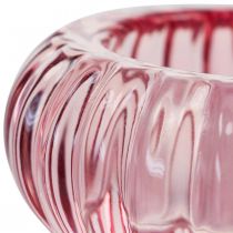 Värmeljushållare Glasljusstake Rund Rosa Ø8cm H3,5cm