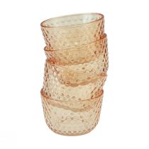 Artikel Värmeljushållare glaslykta retro orange Ø8cm H5cm 4st