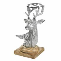 Ljusstake rådjur mangoträ, metall silver, natur 31cm