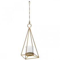 Lykta hängande ljusstake i guld för upphängning 15×15×38cm