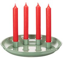 Artikel Ljusfat adventskrans grön med fyra ljusstakar 24cm