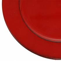 Dekorativ platta röd / svart Ø22cm