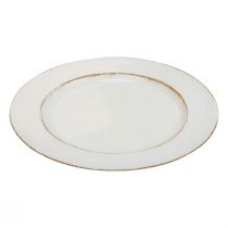 Dekorativ tallrik rund plast retro vit brun glans Ø30cm