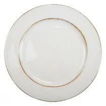 Artikel Dekorativ tallrik rund plast retro vit brun glans Ø30cm