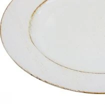 Artikel Dekorativ tallrik rund plast retro vit brun glans Ø30cm