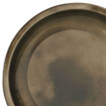 Dekorationsplatta av metallbrons med glasyreffekt Ø23,5cm
