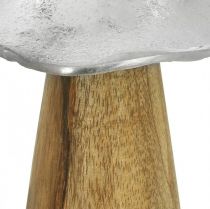 Bordsdekoration deco svamp metall trä silver trä svamp H10cm