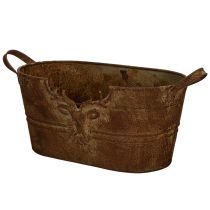Artikel Oval metallskål med handtag, hjortmotiv, rostfri yta, 36 cm