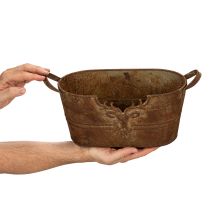 Artikel Oval metallskål med handtag, hjortmotiv, rostfri yta, 36 cm