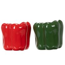 Artikel Paprika i keramik för modern köksinredning, lämplig för alla inredningsstilar, 13 cm, 2 stycken