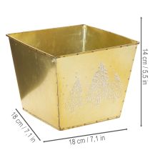 Artikel Metallkruka med glittrande granmotiv, 18 cm