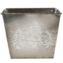 Artikel Fyrkantig metallkruka med granmotiv, 18 cm