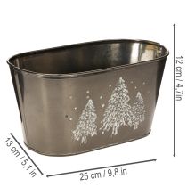 Artikel Oval kruka med präglad gran, 25 cm