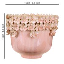 Artikel Blomkruka Keramikrosa – Elegant växtkruka med blomdekor Ø16cm