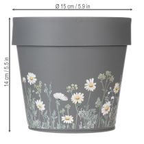 Artikel Blomkruka med delikat vildblomsdesign, praktisk användning på balkong eller terrass, 15 cm, 3 delar