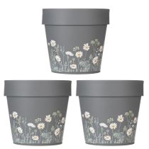 Artikel Blomkruka med delikat vildblomsdesign, praktisk användning på balkong eller terrass, 15 cm, 3 delar