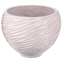 Artikel Keramisk växtskål Cream-Pink – Modern dekorativ planteringskara med spårmönster Ø15cm 2st