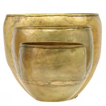 Artikel Dekorativa vaser i mässingsliknande metall Ø18/15/12,5 cm, set om 3