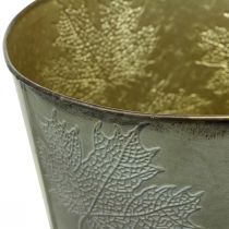 Artikel Växtkruka, höstdekoration, metallkärl med blad gyllene Ø25,5cm H22cm