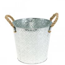 Dekorativ metallkruka, växtkruka med blommönster, metallkärl för plantering Ø20,5 cm