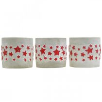 Artikel Keramisk dekoration stjärnmönster, planter, betongutseende, adventsdekoration Ø10,5cm H9,5cm 3st
