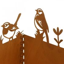 Växtkruka, metalldekor med fåglar, cachekruka, vårpatina H15,5cm