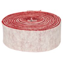 Artikel Tvåfärgat gångjärn till kruka av 100 % ull som dekorativt filtband, vit/röd, 7,5 cm bred, 5 m lång