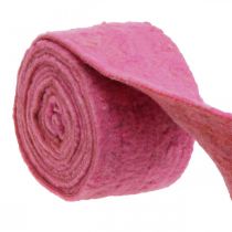 Filtband, kruktejp, ullfilt rosa, orange melerad 15cm 5m