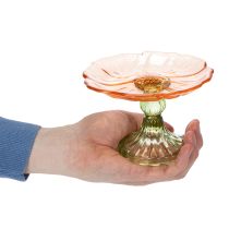 Artikel Dekorativ glastallrik med fot, blommönster för elegant bordsdekoration och sommardekor, 15 cm