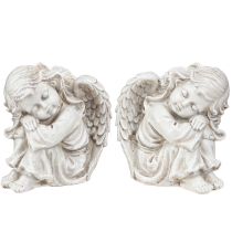 Artikel Sittande dekorationsfigur av sörjande ängel krämfärgad 6,5×5×7,5 cm 2 stycken