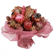 Artikel Torkade blommor mix rosa protea kronärtskocka vallmo 38cm 580g