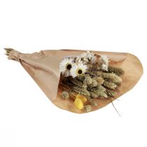 Artikel Torkad blombukett halmblommor Phalaris vit gul 30cm