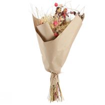 Artikel Torkad blombukett Boho-stil Jordgubbstistel och Blåklint i blekt rött, naturtroget 150g