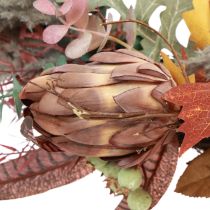 Artikel Dörrkrans Protea Konstgjord krans med höstlöv Ø55cm