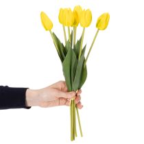 Artikel Konstgjorda tulpanblommor för realistisk vårdekoration i vardagsrum eller kontor, 40 cm, 7 stycken