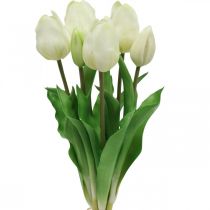Artikel Konstgjorda tulpaner White Cream Real Touch 38cm 7 st