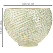 Artikel Planteringskärl dekorativ skål keramik i grönt Ø15cm H11cm 2st