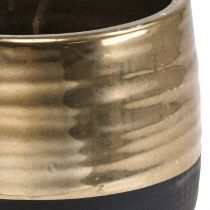 Planteringskruka Stor Keramik Svart Guld Blomkruka Ø20,5cm H18cm