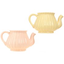 Artikel Planteringskruka keramik dekorativ tekanna orange gul 19,5×13,5×11cm 2 st