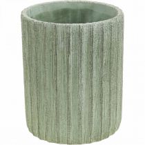 Planteringskärl Keramik Grön Retro Randig Ø13,5cm H17cm